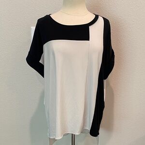 Chico's Black and White Color Block Blouse Sz XL